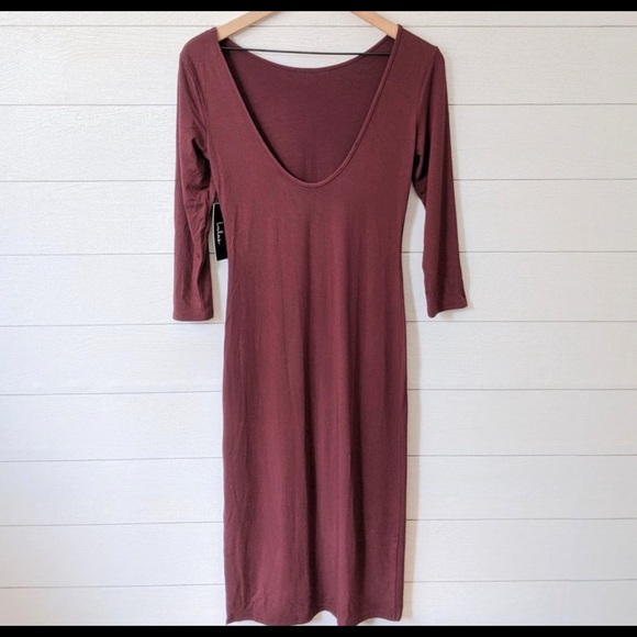 SOLD-LuLus Elegant Artistry Burgundy Bodycon Dress - Picture 6 of 9